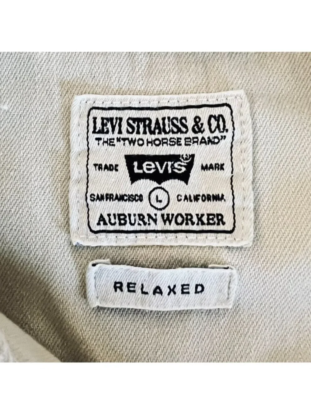 Lot 3 Levis Auburn Worker Mens L Cotton Long Sleeve Work Shirts Green Blue Cream